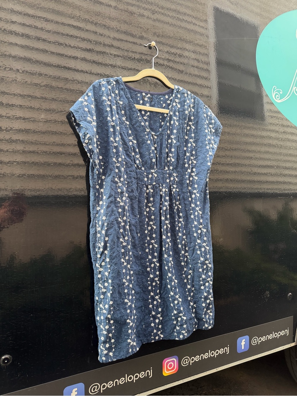 Blue Embroidered Women’s Tunic Dress